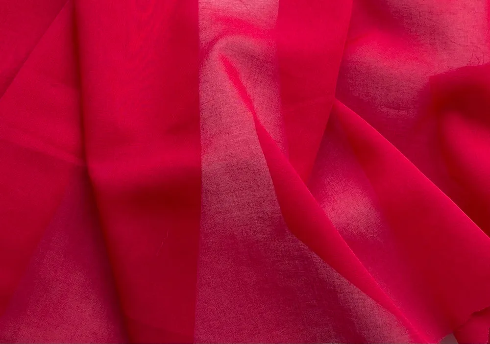 Semi-Sheer Tropical Fuchsia Cotton Voile (Made in Italy)