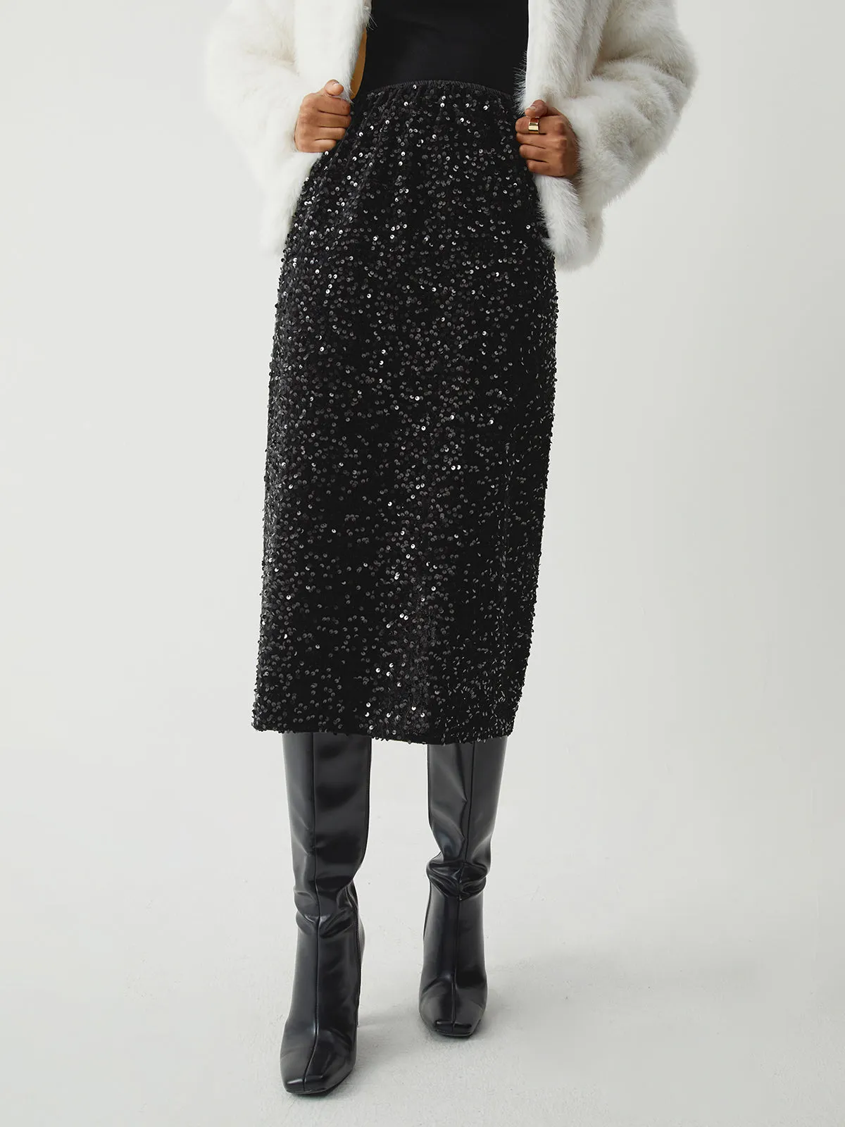 Sequined Charming Midi Skirt