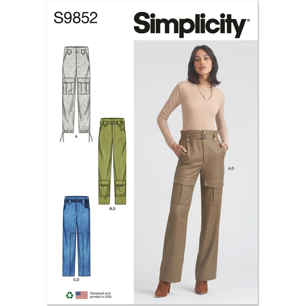 Simplicity Sewing Pattern S9852 Misses' Pants and Belt