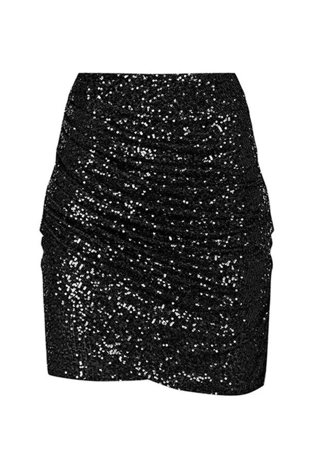 Stunning Days Sequined Elastic Waist Ruched Mini Skirt