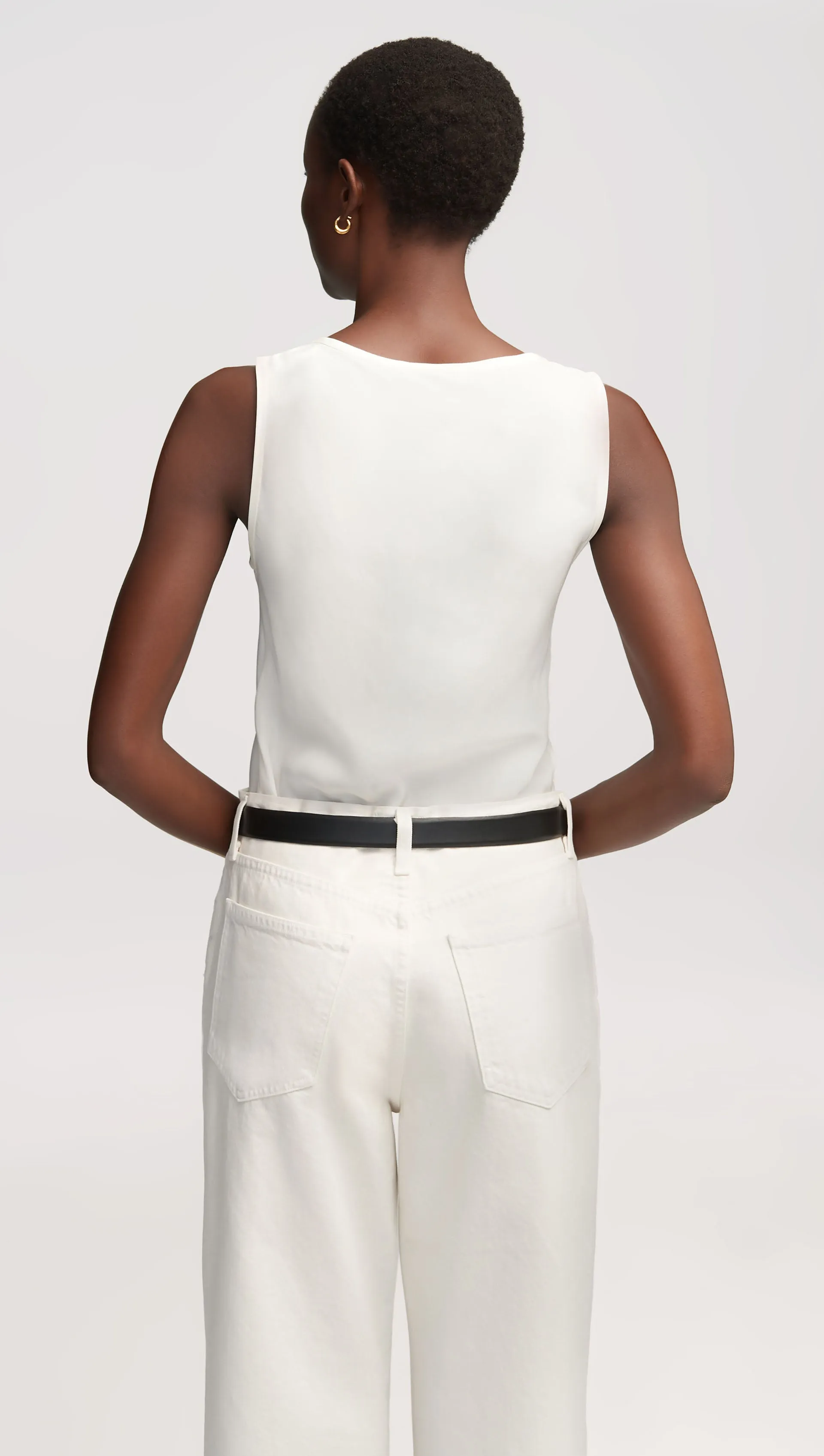 Tank in Matte-side Silk Charmeuse | Ivory