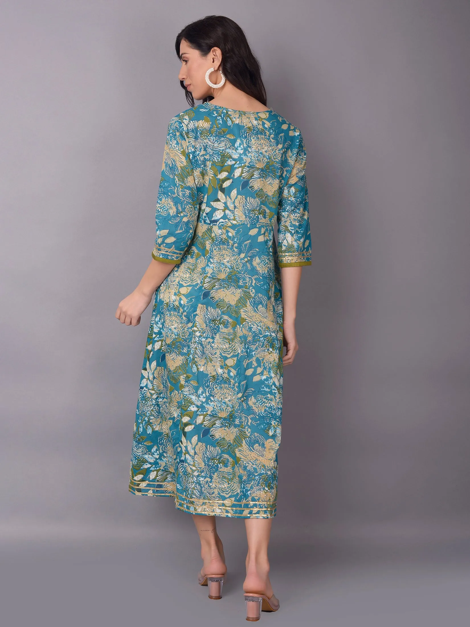 Women Blue Floral Printed Dress