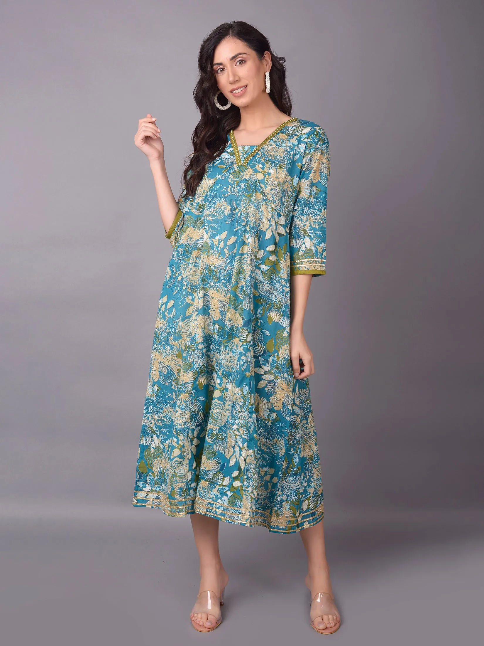 Women Blue Floral Printed Dress