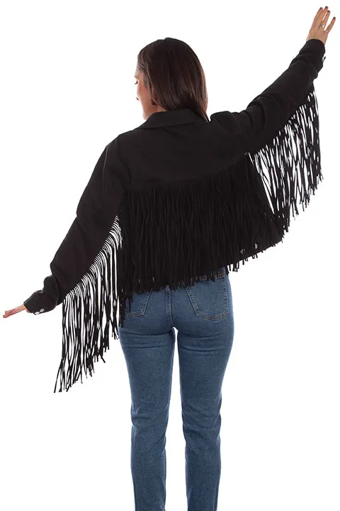 Women's Honey Creek Jacket Collection: Black Denim Fringe