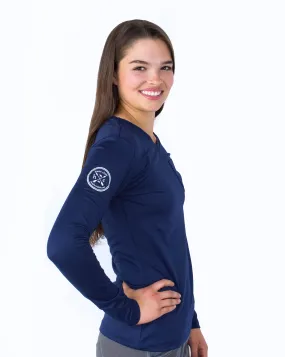 Women's Long Sleeve Essential Pocket Tee - Navy